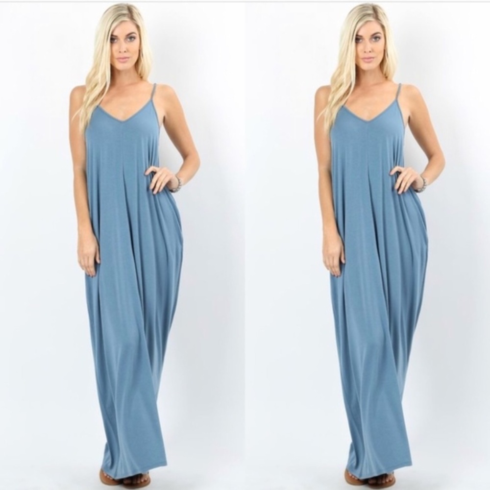 Blue Gray Maxi Dress